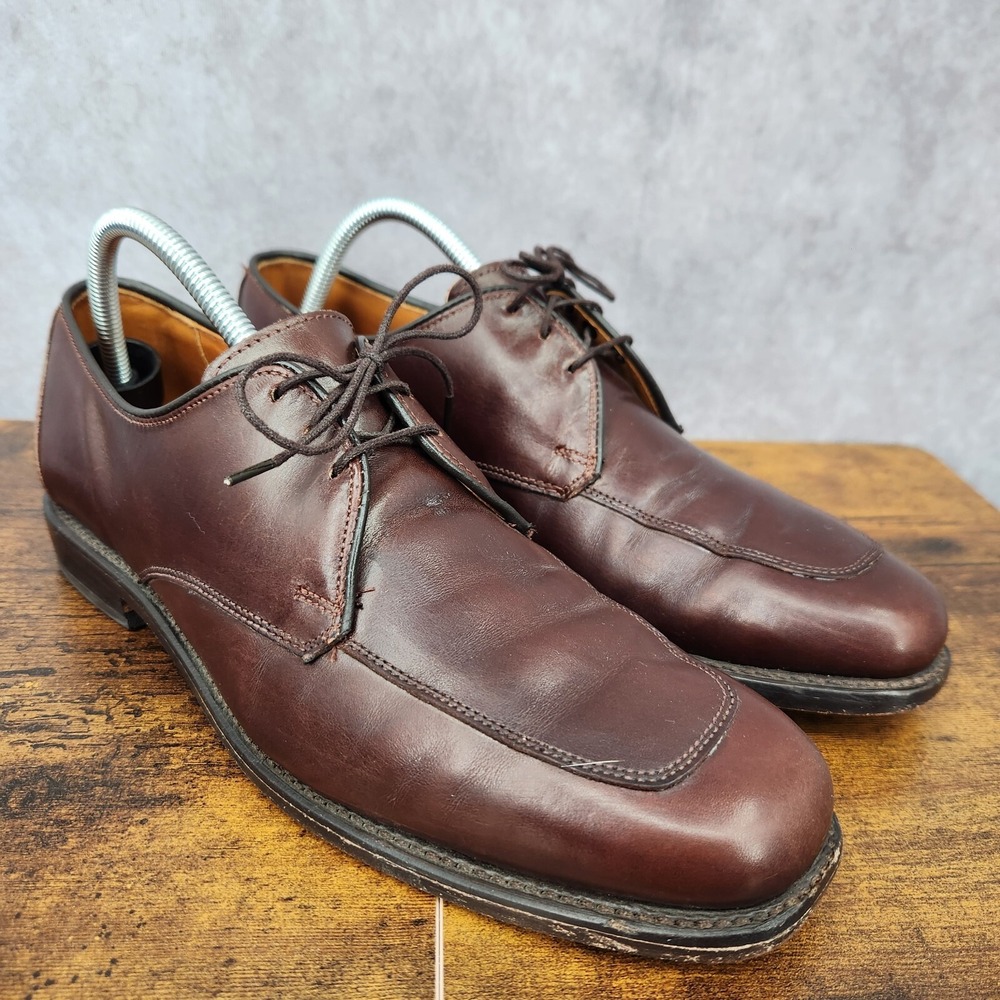 Allen Edmonds Burton Oxford Shoes Mens 8.5 D Brown Leather Apron Toe Dress Shoes - Picture 2 of 12